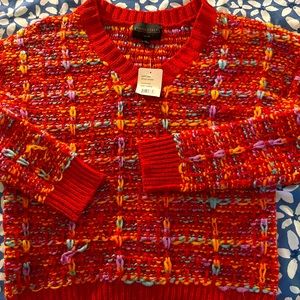 Women’s Absolutely Worldwide Red Metallic Chunky Weave Sweater Size Large